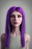 Placeholder: purple haired human girl with bright green eyes wearing black dress