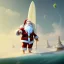 Placeholder: Santa standing of surfboard surfing a big wave, surfboard, beach, character design by cory loftis, fenghua zhong, ryohei hase, ismail inceoglu and ruan jia. unreal engine 5, artistic lighting, highly detailed, photorealistic, fantasy