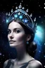 Placeholder: galactique women, diamond tiara in cosmic backround
