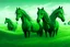 Placeholder: illustration fantasy green horses in a field from afar