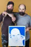 Placeholder: Painting, Me and the other guy who lives in my head loves you more than all the stars in the sky, portrait man with translucent copy overlay