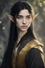 Placeholder: young elven of seventeen years old, golden eyes and straight black hair, dressed in ancient cloth