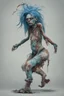 Placeholder: an ugly deformed abomination of an extremely anorexic fat girl with an amputated arm and an amputated leg and really funky blue hair, she looks like a zombified corpse