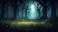 Placeholder: Creepy Dark mystical wide grassy clearing in enchanted forest, HD videogame character with dynamic lighting