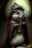 Placeholder: squirrel hedgehog mix being a cleric of death hood with