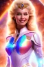 Placeholder: cosmic woman smile, admiral from the future, one fine whole face, crystalline skin, expressive blue eyes,rainbow, smiling lips, very nice smile, costume pleiadian, Beautiful tall woman pleiadian Galactic commander, ship, perfect datailed golden galactic suit, high rank, long blond hair, hand whit five perfect detailed finger, amazing big blue eyes, smilling mouth, high drfinition lips, cosmic happiness, bright colors, blue, pink, gold, jewels, realist, high commander