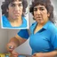 Placeholder: Create a highly realistic 3D scene. An detailed Realistic of Play Football Diego Maradona transforming her into a woman with the same specifications as the attached image. The method of transforming the painting in full detail. A comedic and funny touch. Ultra wide angle. Extremely realistic fine details. Highly realistic detailed display. Great full presentation and amazing drawing style. Transfer the full detailed drawing of the image at a wide and precise angle. Inspiri