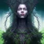 Placeholder: photo. .three women. A mother. Two daughter. Twins. A mother with her children. three young black women. wood nymphs emerging from the forest. Her hair looks like vines. Dreadlocs. Her skin is the colour of dark soil. Her skin looks like tree bark. Her clothing is made of vines, grass and leaves.