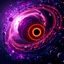 Placeholder: A solar system tightly orbiting a black hole, destruction, terror, ripping apart, colorful, dark, ominous, beautiful abyss, vivid, 8k 3d, vray, highly detailed matte painting, action, concept art, phoptorealistic, dozens of brightly lit rings of destroyed orbiting bodies, perfect circles purples, reds, black, yellow and orange, brilliant, vivid,