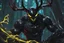Placeholder: Black Shadow symbiote in 8k realistic anime e drawing style, close picture, Deer them, neon color, intricate details, highly detailed, high details, detailed portrait, masterpiece,ultra detailed, ultra quality