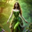 Placeholder: apple, upper body of selda, fast walker, as a brunette young cute feminine woman, short hair, green forest background, pond, mega flowers,peacock,sun light