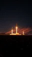 Placeholder: A field of random people in a bright lighting , 100 of rockets shot from earth to the sky with stars sky in a dark background , lot of rockets and falling stars filling the picture