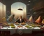 Placeholder: supper, fish sit at the table and eat pieces of people.