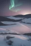 Placeholder: Winter night landscape with an aurora