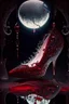 Placeholder: dark fantasy, intricate cover, a whimsical fairytale, translucent shoe made of moonlit glass with drops of crimson blood underneath