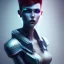 Placeholder: beautiful pale cyberpunk female with heavy black eyeliner, blue eyes, shaved side haircut, hyper detail, cinematic lighting, magic neon, dark red city