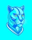 Placeholder: Logotipo simétrico Full body Cougar man man with puma mask in his eyes stylized lineal art complementary colors quality ultra 12k super héroe