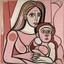 Placeholder: picasso pink woman and child only lines