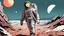 Placeholder: comic style, Moon landing