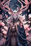 Placeholder: Pink hair spring cherry blossom Eladrin Male antlers blossom filled beard druid of the stars