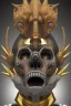 Placeholder: Anunnaki black male African Egyptian alien, cracks in the voodoo head, wicked, eyes, crown, Elephant, 8k, finely detailed, photo realistic, tiger turquoise skull head gold dragon space alien snow skeleton gold olmec silver crown silver eyes