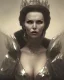 Placeholder: old evil queen in black leather gown, femme fatale, volouptous, busty, cleavage, angry, emperious, 8k resolution concept art portrait by Greg Rutkowski,