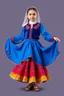 Placeholder: full body 7years old girl ,simple background, full body of very pretty little girl in azeri dance wearing A underdress or shirt, often made of silk,A fitted, often velvet or brocade, jacket worn over the shirt.Wide, bell-shaped skirts are worn, often long and layered to create beautiful movements while dancing, with a long lace scarf at back of her head ,with pretty shoes,in relax pose looking at camera.
