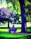 Placeholder: park mystycial dream, park bench, man, woman, child, dog, pretty blue and purple trees, blue path, bird, jogger, sunshine, mystical, fantasy, romanticism, digital art, movie poster, cinematic, cinematic lighting, award-winning, beautiful colors, hyper realistic, daylight, daytime, modern, pixia, blender render, vibrant, high resolution, 8k,