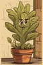 Placeholder: Cartoon plant in pot oldschool poster on the wall