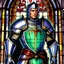 Placeholder: male knight with stained glass armor 90's tcg art fantasy