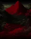 Placeholder: A darkish red rainforest near a volcano designed in medieval tapestry
