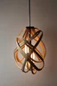 Placeholder: Cane lighting fixture which is of a different form and woven and there is a play of light and shadow. It should mimic nature and should include any other material with cane in the same fixture