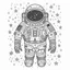 Placeholder: Coloring book, Spaceman, stars,clear,no background.
