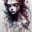 Placeholder: girl crying blood, style watercolor illustration by <agnes cecile> <John Kenn Mortensen> <Yoji Shinkawa>,