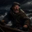 Placeholder: The angry fisherman "Boatsman" on a stormy sea realistic grimdark