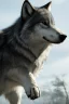 Placeholder: A huge wolf with green eyes and orrange fur