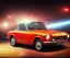 Placeholder: fiat 125p, city. high speed. bokeh. lens flare. warm lights. high detailed. oil on canvas