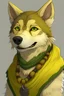 Placeholder: Medieval Anthro husky with fully yellow fur and green eyes as a dwarf