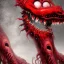 Placeholder: Red Tentacle monster with teeth, horror, detailed, realistic, gore, eyes, 4K, fantasy, scary