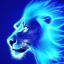 Placeholder: A beautiful portrait of a cyborg lion blue neon color scheme, high key lighting, volumetric light high details psychedelic background