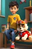 Placeholder: a young boy sitting on a shelf holding a teddy bear, inspired by Ayshia Taşkın, paw patrol, viral photo, medical background, inspired by Farel Dalrymple, press release, 5 years old, bian luan, video, brainwashing, shirt, h 6 4 0, description, uncropped, game maker, baki