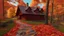 Placeholder: Rolling hills of red, orange, yellow leaves autumn trees in a forest, a walking path beside o rumbling brook. Birds getting ready to fly south for the winter. A cozy cottage nearby. Hyper realistic, photo realistic, 8K UHD, cinematic, highly focused