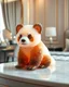 Placeholder: Generate image: Generate image: Generate image: A macro 3D render of a cute, lovely wooly panda entirely of translucent, glossy,colored jelly material. it is sitting on table in a luxury bedroom next to makeup desk,subsurface scattering and gelatinous texture . High-quality CGI, octane render, 8k resolution, whimsical, adorable, clean composition., in the style of Portraits, in the style of Portraits, 4:3
