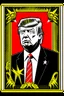 Placeholder: president donald trump in style of shepard fairy obama poster style gold colour stencil with american flag