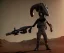 Placeholder: Alien, gas mask, hammerhead holding gun, hands, metal, Mars, squishy, vest, tactical