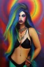 Placeholder: Full body portrait, painting, medium shot lady HippieGoth