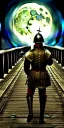 Placeholder: A medieval Soldier walking on the bridge , night , full moon , realistic , high resolution , HD , 1920pX1080p , dark