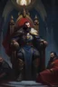 Placeholder: Strahd Von Zarovich looking ominously down from his throne at four adventurers