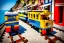 Placeholder: Lego close up Train in lego riomaggiore italy sea town lego