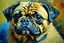 Placeholder: Portrait of a pug in style of Chris Forsey